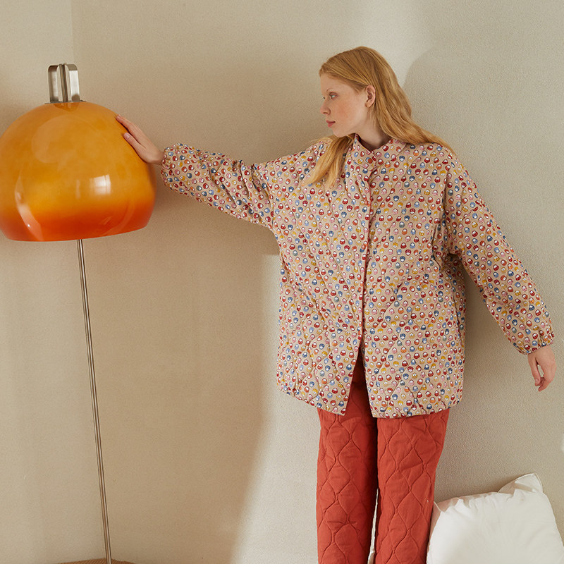 朵朵可可夹棉睡衣女25秋冬里外纯棉中长复古新年本命年家居服套装,淘宝优惠券,粉丝福利购,淘宝优惠卷