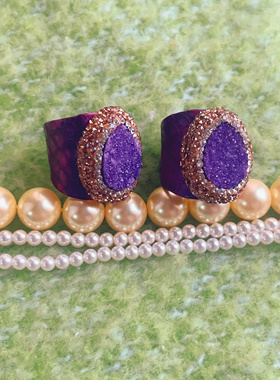 法式复古紫色戒指高级大气时尚个性戒指简约美丽女性饰品百搭