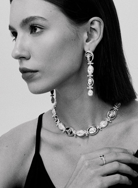 QuriouStone圣甲虫贝母项圈纯银