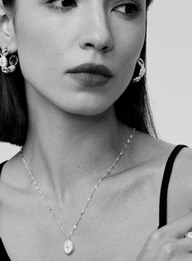 圣甲虫黑白贝母纯银项链锁骨链