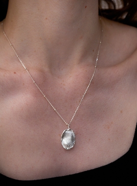 手工指纹浮雕银项链小众中性