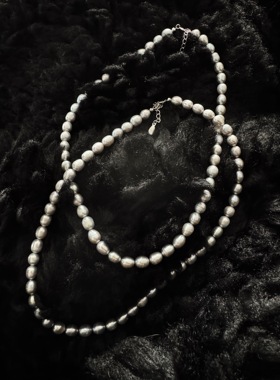 宋亚轩同款灰淡水珍珠925银项链