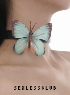 创口光合/蝴蝶辣妹choker小众设计/y2k甜酷女立体项链