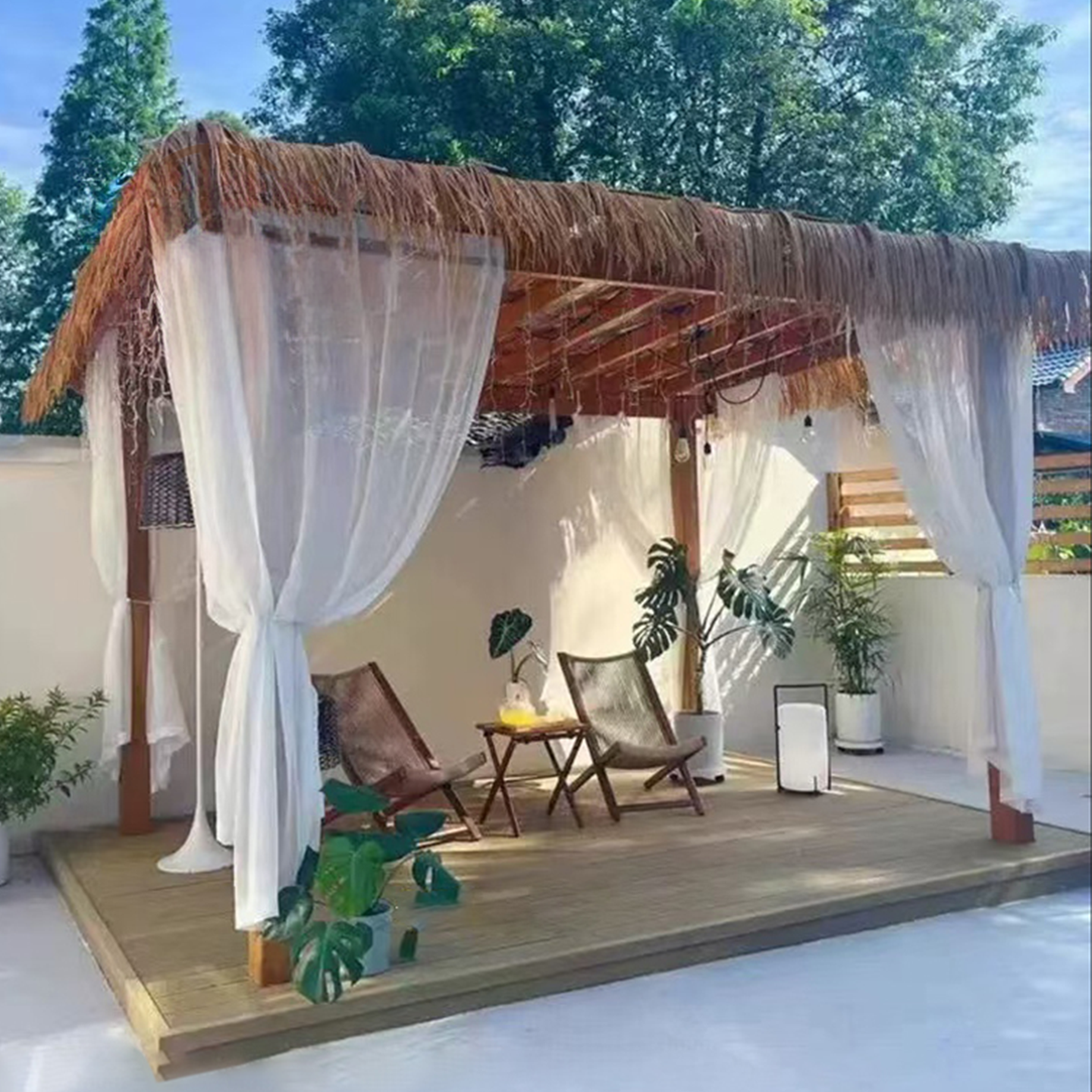 实木凉亭木屋茅草凉亭户外茶室新中式凉亭农家乐造景凉亭庭院木屋 - 图0