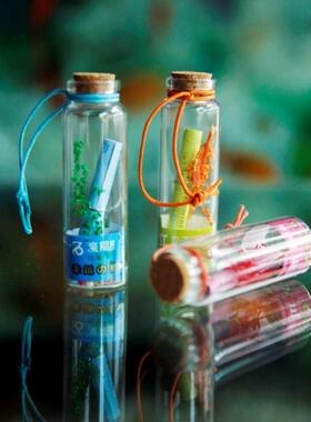 星座许愿玻璃瓶子带干花纸条