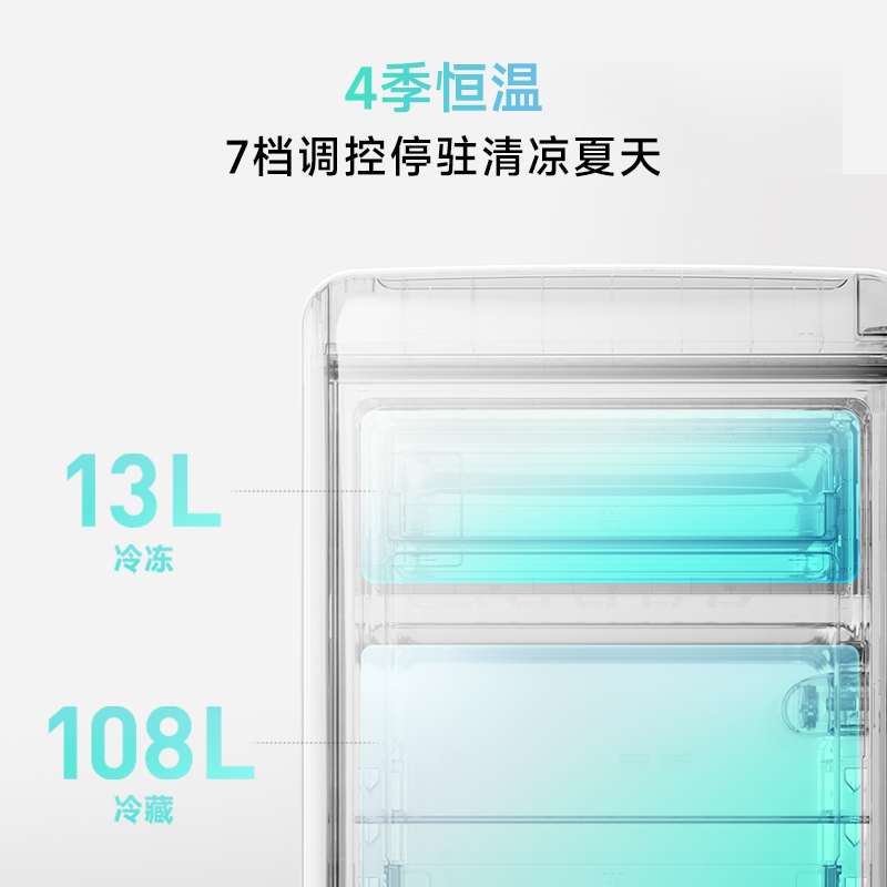 【121L迷你系列】小吉复古电冰箱家用小型卧室办公室冷藏冷冻一体-图2
