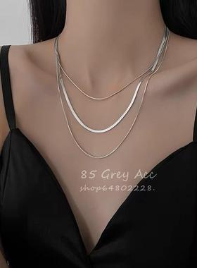 多层叠戴蛇骨链气质高级感项链