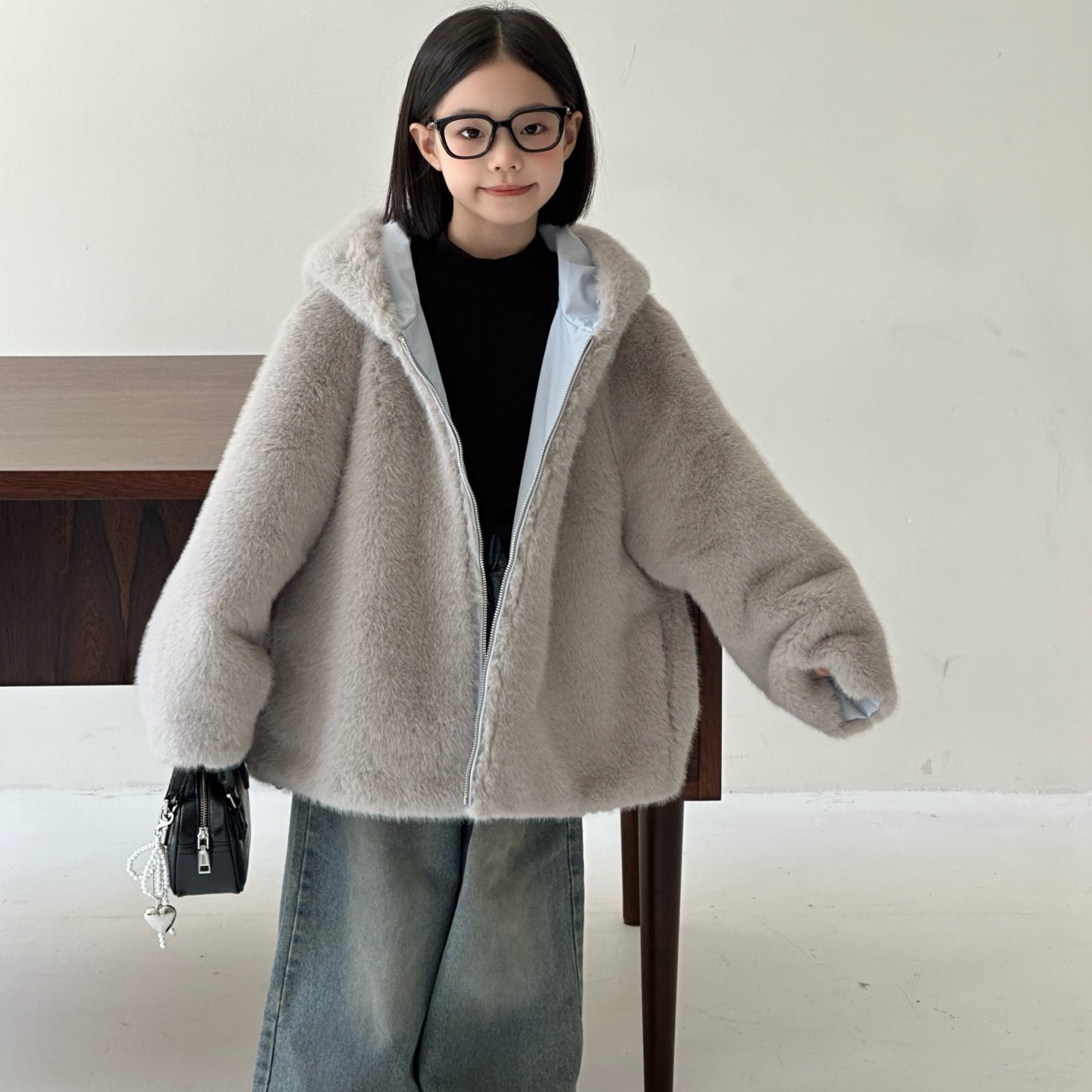 儿童毛皮大衣男女童加绒两面穿连帽上衣中大童装水貂皮草外套冬款,淘宝优惠券,粉丝福利购,淘宝优惠卷