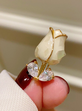 白色郁金香胸针高档女开衫防走光扣别针领针胸花固定衣服配饰