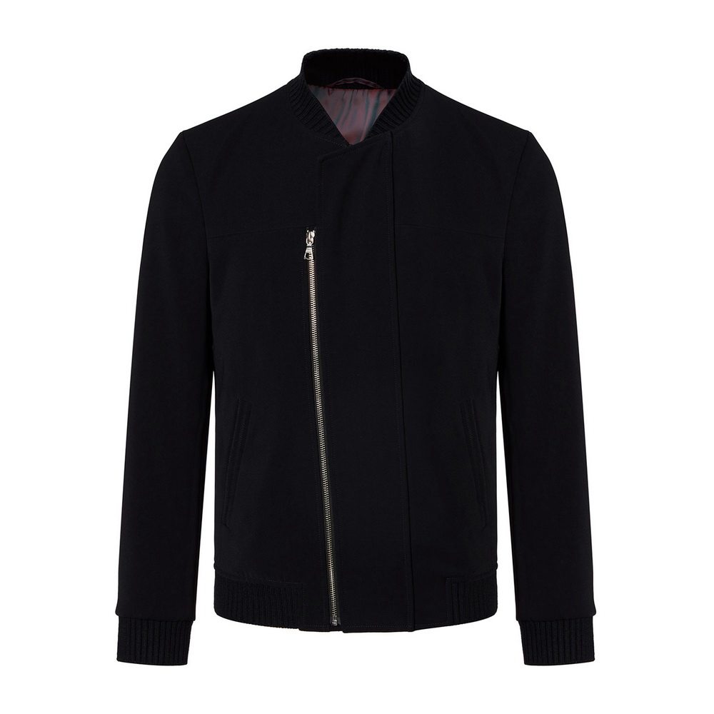david naman黑色侧拉链针织领夹克 魅力惠夹克
