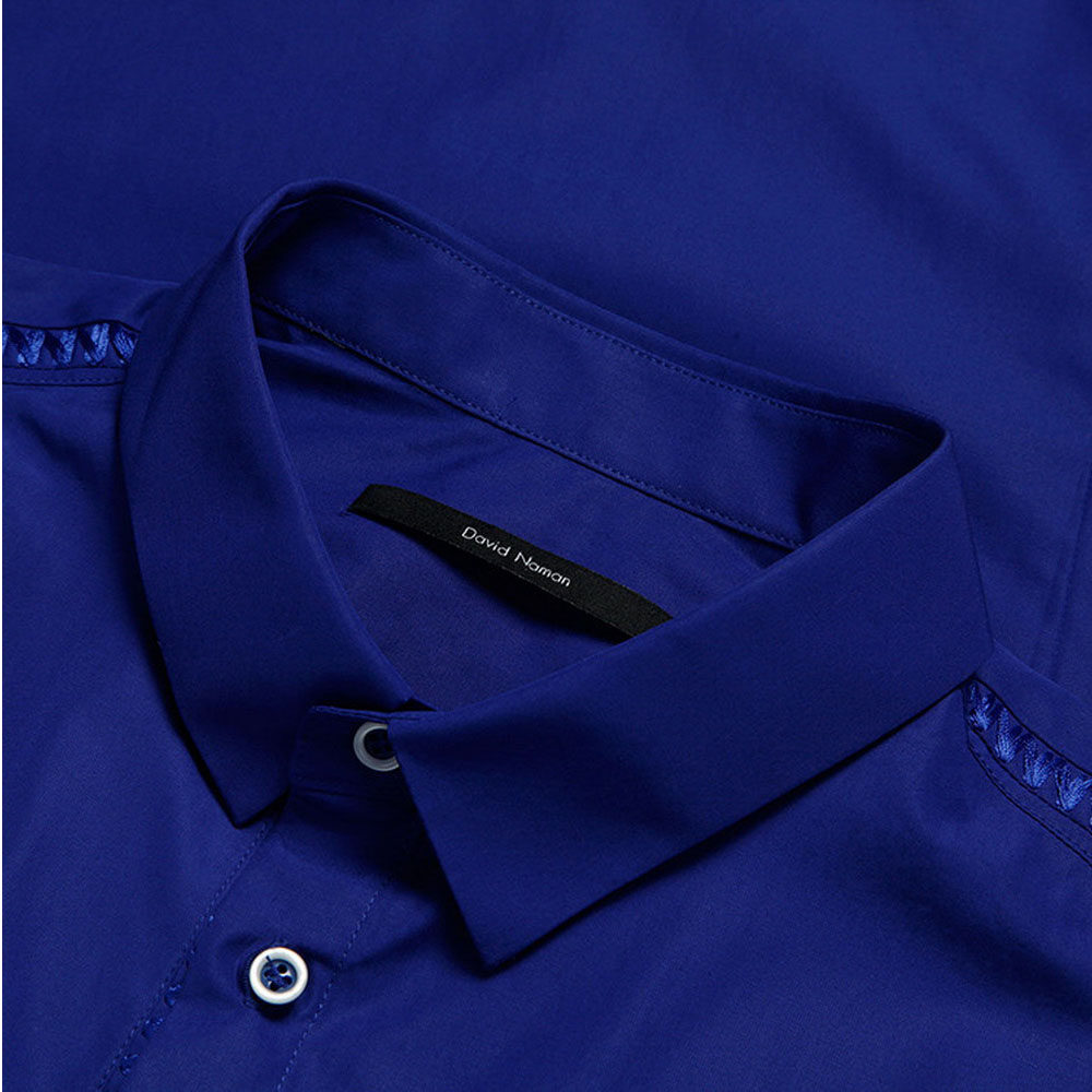 david naman宝蓝色简约百搭衬衫 魅力惠衬衫