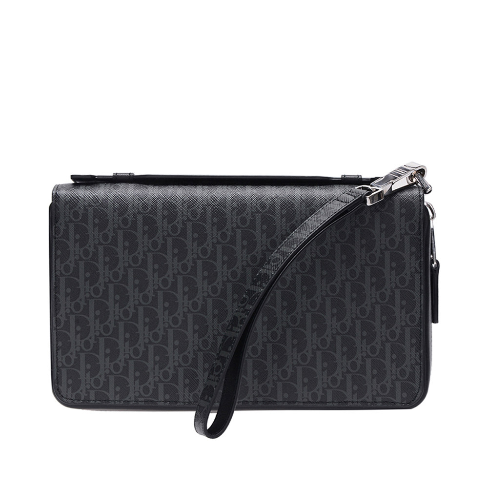 dior /迪奥黑灰色logo字母手拿包 魅力惠钱包