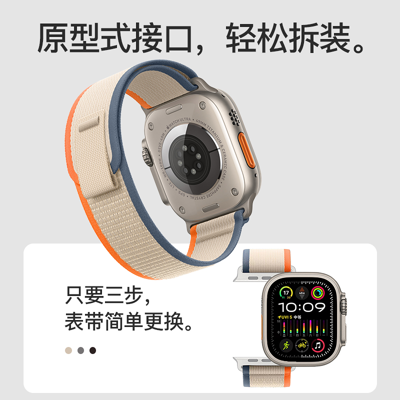 PZOZ适用苹果手表表带s9iWatch野径回环式applewatch/iwatchse8ultra7S7iPhonewatch尼龙iwatchs applewatchs-图2