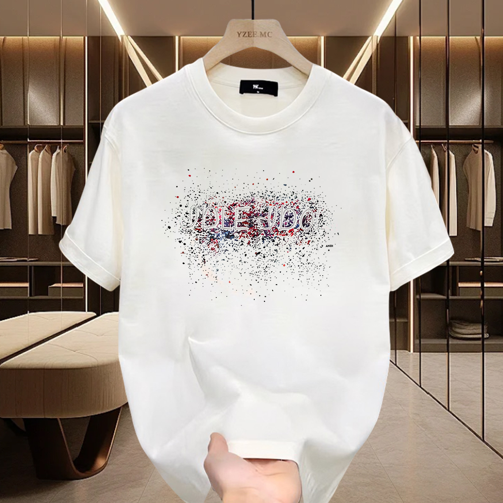 美式痞帅重磅纯棉短袖T恤青年男女款夏季ins潮牌街头宽松圆领上衣 - 图0