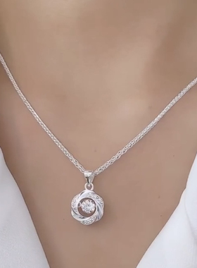 纯银玫瑰花项链女轻奢小众设计莫比乌斯圆锁骨链送女友礼物