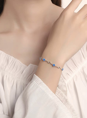 990纯银手链女韩版简约个性小众设计竹节手链海洋之星生日礼物