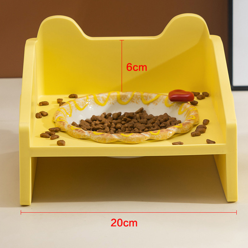 陶瓷猫碗方块架子 可爱浮雕碗立体配件猫喂水盘 防打翻宠物食粮碗,淘宝优惠券,粉丝福利购,淘宝优惠卷