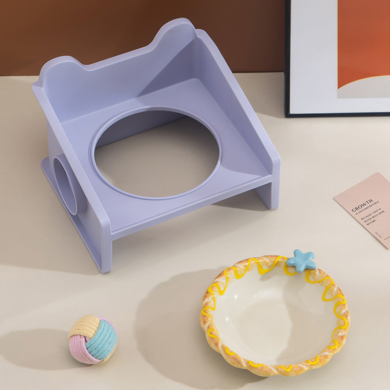 陶瓷猫碗方块架子 可爱浮雕碗立体配件猫喂水盘 防打翻宠物食粮碗,淘宝优惠券,粉丝福利购,淘宝优惠卷