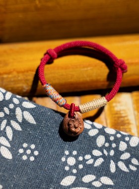 桃核手绳宝宝婴儿童平安红绳手链