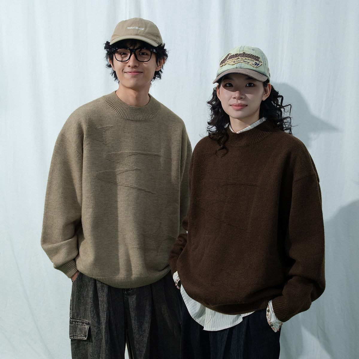 Mentmate 25AW 复古棕色系提花圆领毛衣 男女情侣秋冬百搭针织衫,淘宝优惠券,粉丝福利购,淘宝优惠卷