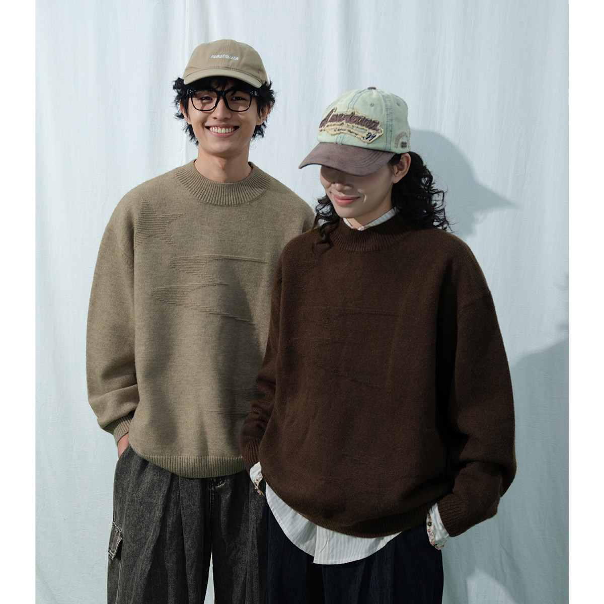 Mentmate 25AW 复古棕色系提花圆领毛衣 男女情侣秋冬百搭针织衫,淘宝优惠券,粉丝福利购,淘宝优惠卷