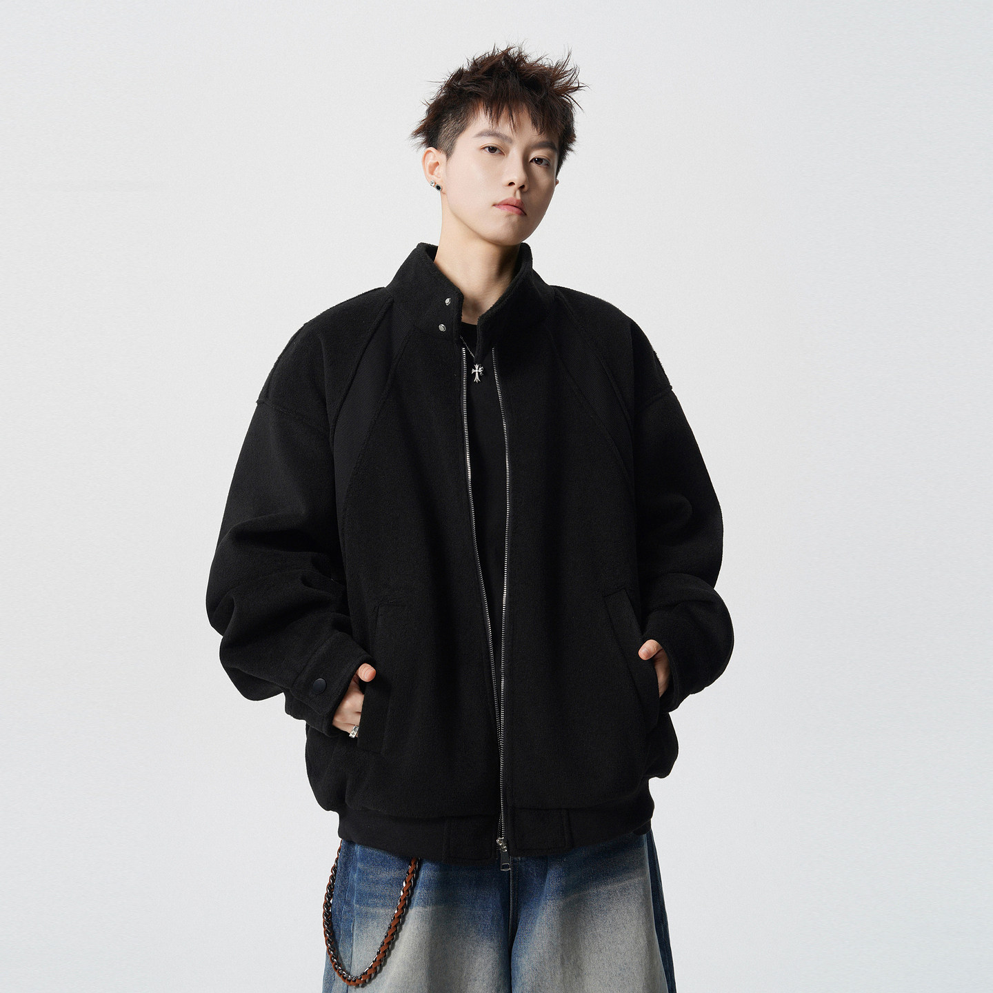 悟空有货美式复古高级感呢料立领棉衣男潮牌情侣宽松休闲棉服外套,淘宝优惠券,粉丝福利购,淘宝优惠卷