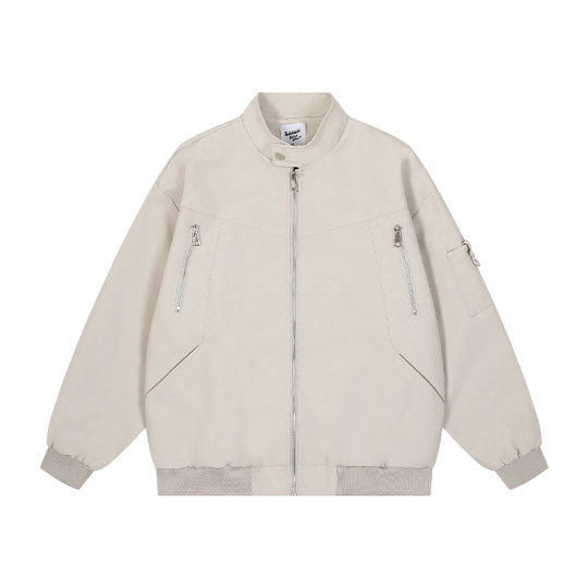 American high street zipper stand collar workwear bomber jacket