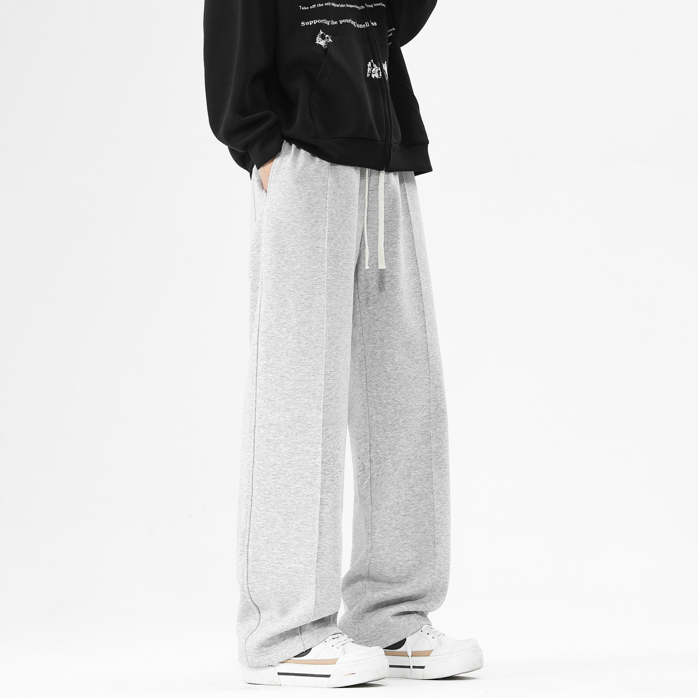 悟空有货潮牌美式抽绳松紧加绒运动卫裤男复古宽松阔腿百搭休闲裤,淘宝优惠券,粉丝福利购,淘宝优惠卷