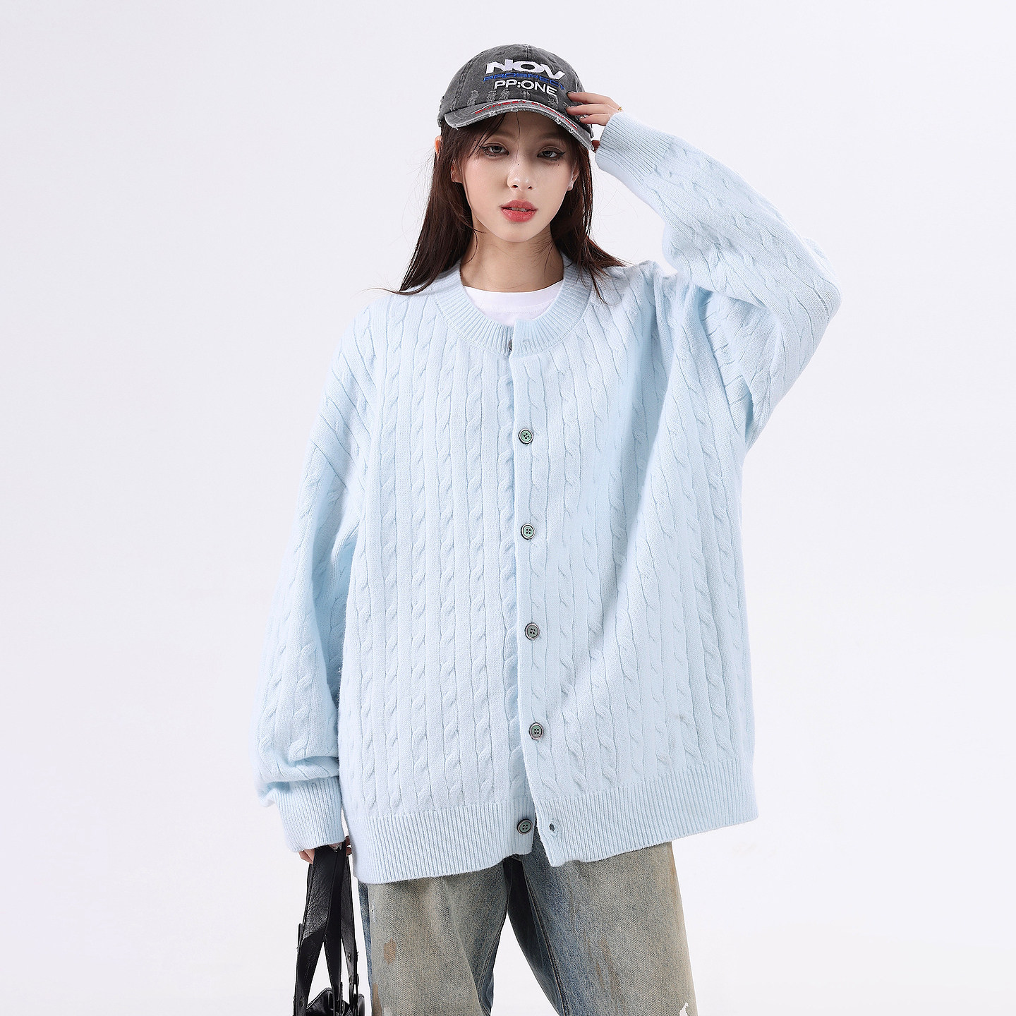 悟空有货复古绞花纹理感开衫毛衣男女秋季慵懒宽松情侣休闲针织衫,淘宝优惠券,粉丝福利购,淘宝优惠卷