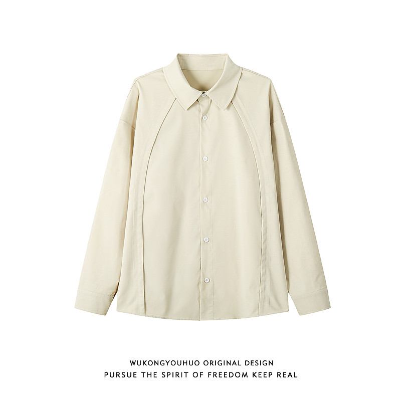 悟空有货美式复古解构拼接长袖衬衫男女春秋宽松百搭情侣衬衣外套,淘宝优惠券,粉丝福利购,淘宝优惠卷