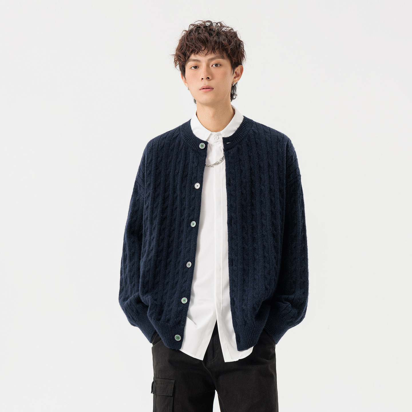 悟空有货复古绞花纹理感开衫毛衣男女秋季慵懒宽松情侣休闲针织衫,淘宝优惠券,粉丝福利购,淘宝优惠卷