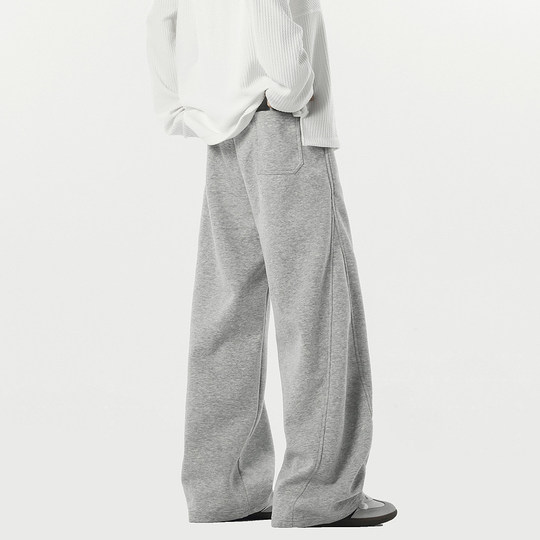 Wukong has goods street retro solid color drooping scimitar sports pants men's trendy brand loose gray versatile casual sweatpants