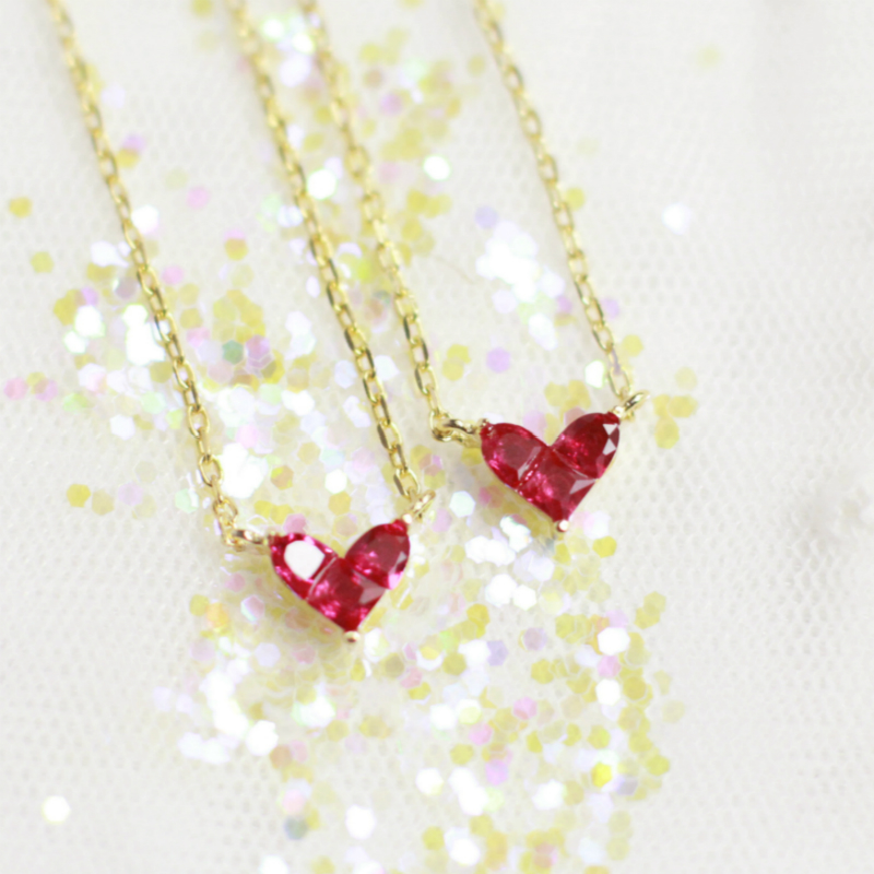 Star 纯银项链女生日礼品红宝石爱心锁骨链桃心红刚玉颈链 jewelry Star 纯银项链女生日礼品红宝石爱心锁骨链桃心红刚玉颈链 jewelry