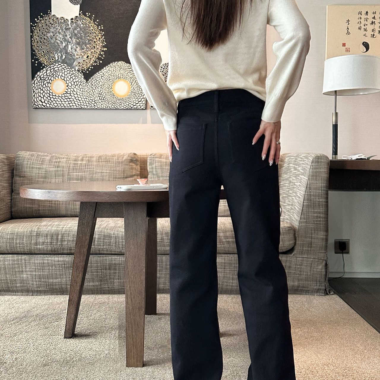 oker.-超好穿显腿长复古直筒薄绒时尚休闲裤,淘宝优惠券,粉丝福利购,淘宝优惠卷