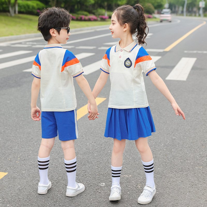 幼儿园园服夏装英伦风纯棉班服中小学生运动会校服夏季毕业照套装