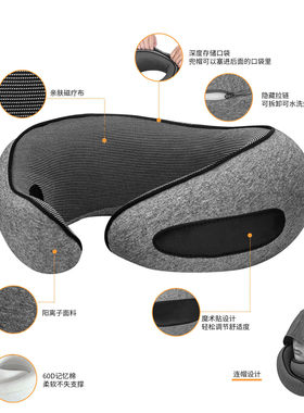 记忆棉U型连帽护颈旅行枕可折叠