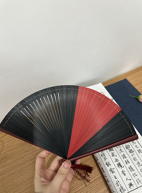 中国风古典新中式女全竹镂空折扇