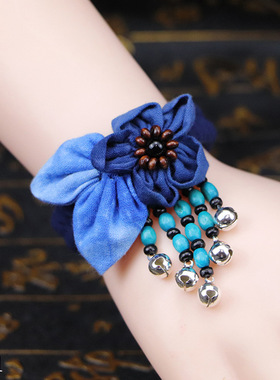 苗翎|蓝染手链云南大理民族风扎染蓝染布手链手绳手镯特色丽江