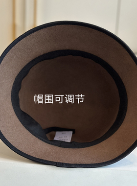 法式羊毛呢渔夫帽女秋冬深咖色