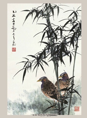 乔木枝头鹦鹉图花鸟画挂画中国画