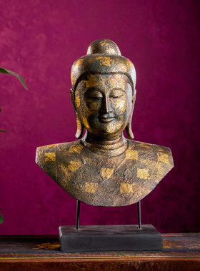 泰国实木雕刻佛像工艺品禅意摆件