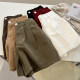 ໂສ້ງກະໂປ່ງສັ້ນຂາກວ້າງແບບ workwear retro ແອວສູງ