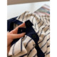 Temperament Henry collar striped crew neck sweater ແຂນສັ້ນສຳລັບຜູ້ຍິງ