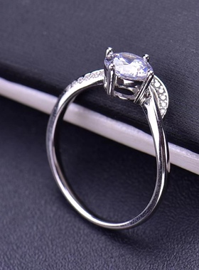 铂金K金莫桑石戒指AU750情侣对戒