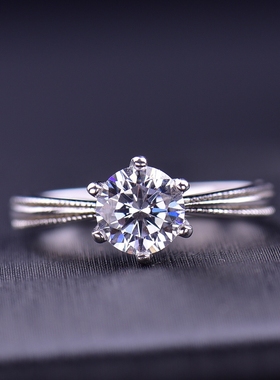 正品莫桑石钻戒铂金K金情侣对戒