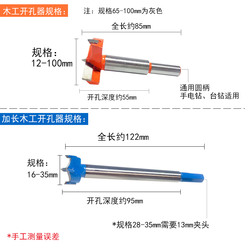 工业级高速钢合金加长型木用木工开孔器铰链木头门锁抽屉扩孔钻头 - 图0