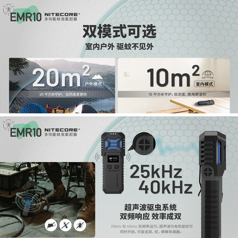 奈特科尔EMR10超声波电子驱蚊器户外防虫驱虫便携式蚊子驱赶神器 - 图1