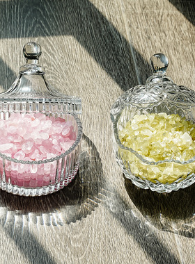 水晶消磁净化碗御守盐净化玻璃碗首饰盒收纳盒带盖扩香石容器