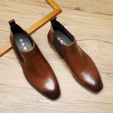 Челси сапоги 冬季男士商务休闲高帮皮鞋短靴真皮英伦切尔西靴加绒中帮马丁靴潮