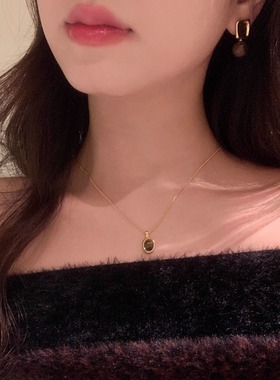 法式虎眼石秋冬简约项链